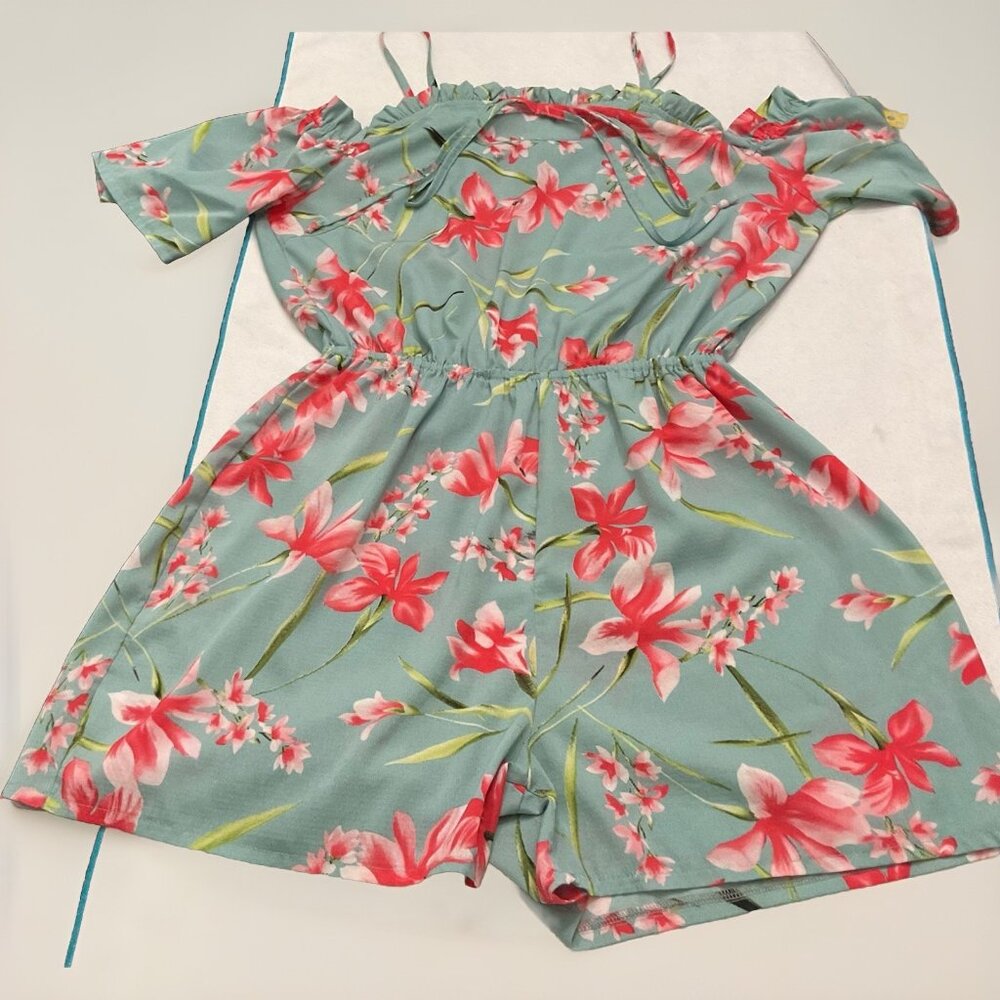 Women One Pc Romper Floral Off The Shoulder Spaghetti Straps 8 Of Hearts Medium